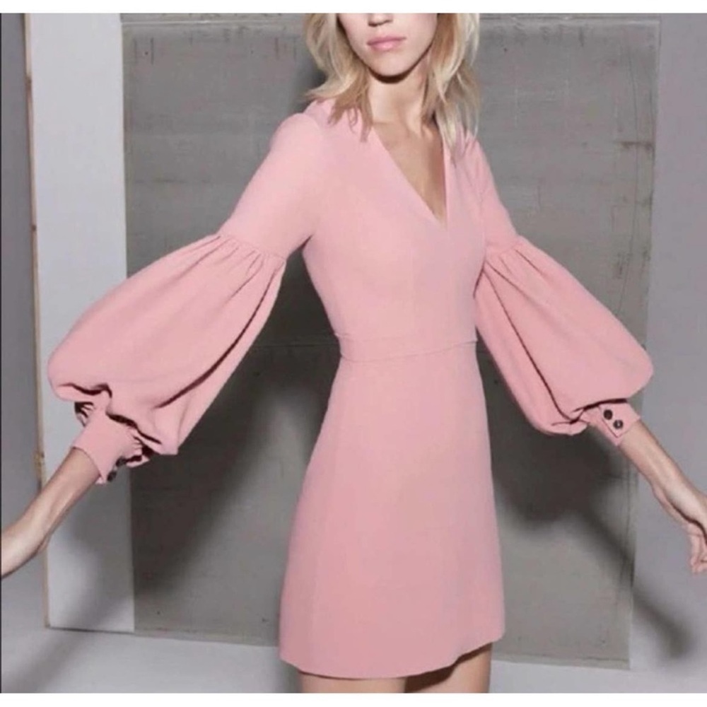 Alexis Ellena Balloon Sleeve pink mini dress size XS
